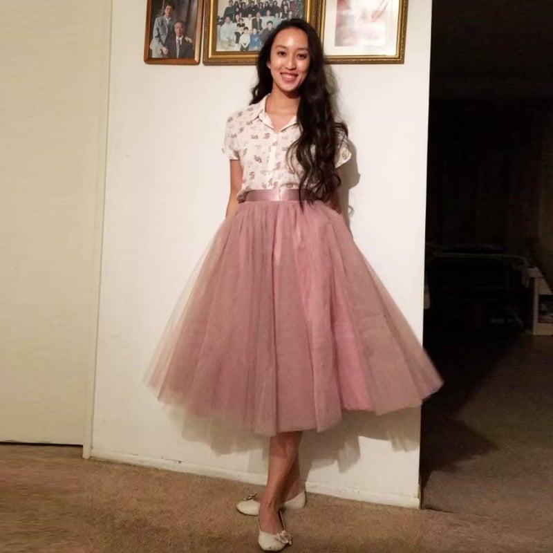 WDPL Adult Tulle Skirt Bridesmaid Petticoat Tutu for Women Large Dusty Rose - Image 2